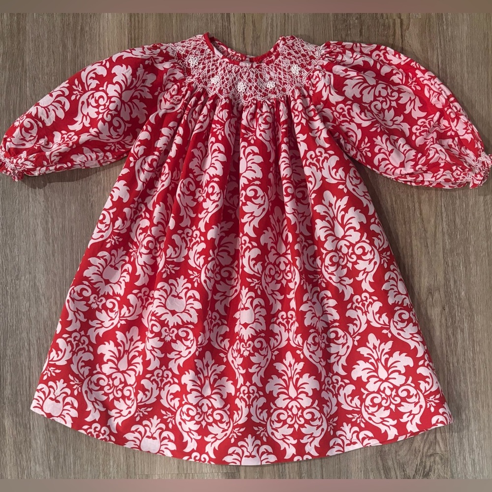 Mom & Me Smocked Red Floral Dress-size 2T